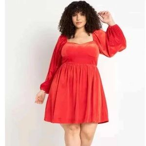 NWT Red Shirred Velvet Mini Dress by ELOQUII 20